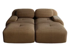 New Sofá modular de 2 lugares com chaise longue em veludo cotelê marrom. Castanho