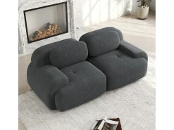 Discount Sofá modular de dois lugares de 82 polegadas em veludo cotelê com apoios de braço arredondados, cinza - Conforto e design moderno Cinzento
