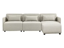 Discount Sofá modular MIA de 3 lugares com pufe em tecido - Conforto e modularidade com estilo Bege