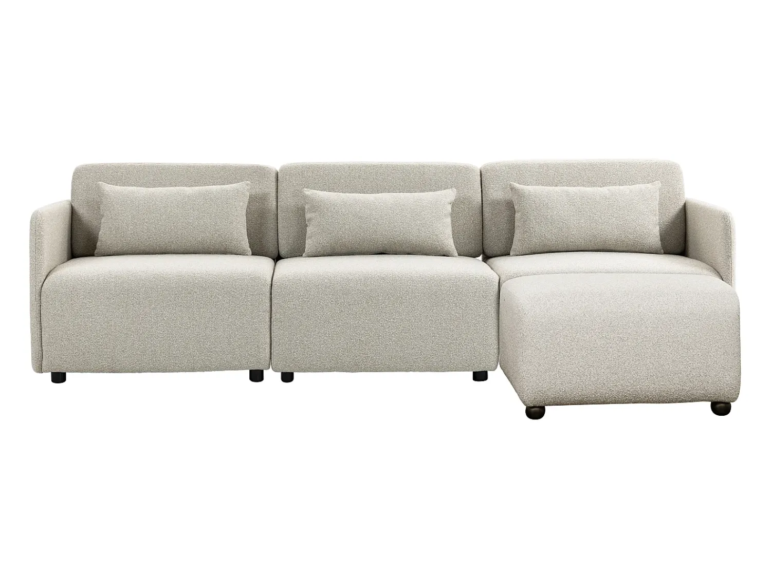 Best Sofá modular MIA de 3 lugares com pufe em tecido Bege