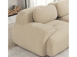 Sofá|DripeX Sofá modular veludo côtelê - 2 lugares - com 2 almofadas e 2 puff - base antiderrapante - 208x178x70cm - Bege