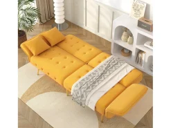 ModernLuxe Sofá multifuncional 2 lugares - encosto ajustável - braços ajustáveis - Veludo -^ Sofá