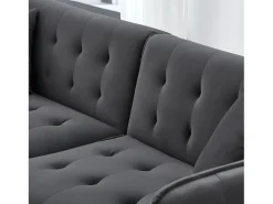 Clearance ModernLuxe Sofá multifuncional 2 lugares - Encosto ajustável - Braços ajustáveis - Veludo - ​​Cinza​ Cinzento