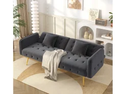 Clearance ModernLuxe Sofá multifuncional 2 lugares - Encosto ajustável - Braços ajustáveis - Veludo - ​​Cinza​ Cinzento