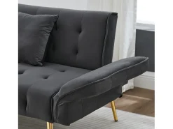 Clearance ModernLuxe Sofá multifuncional 2 lugares - Encosto ajustável - Braços ajustáveis - Veludo - ​​Cinza​ Cinzento