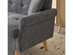 DripeX Sofá para 2 pessoas em tecido Chenille cinza - com 2 travesseiros - apoios de braços acolchoados - 20cm pés de madeira maciça -162x74x77cm^ Sofá