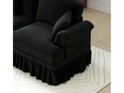 Sofá|Hauss Spole Sofá de 3 lugares com apoio lombar - Apoio para os pés móvel - Tecido chenille Preto