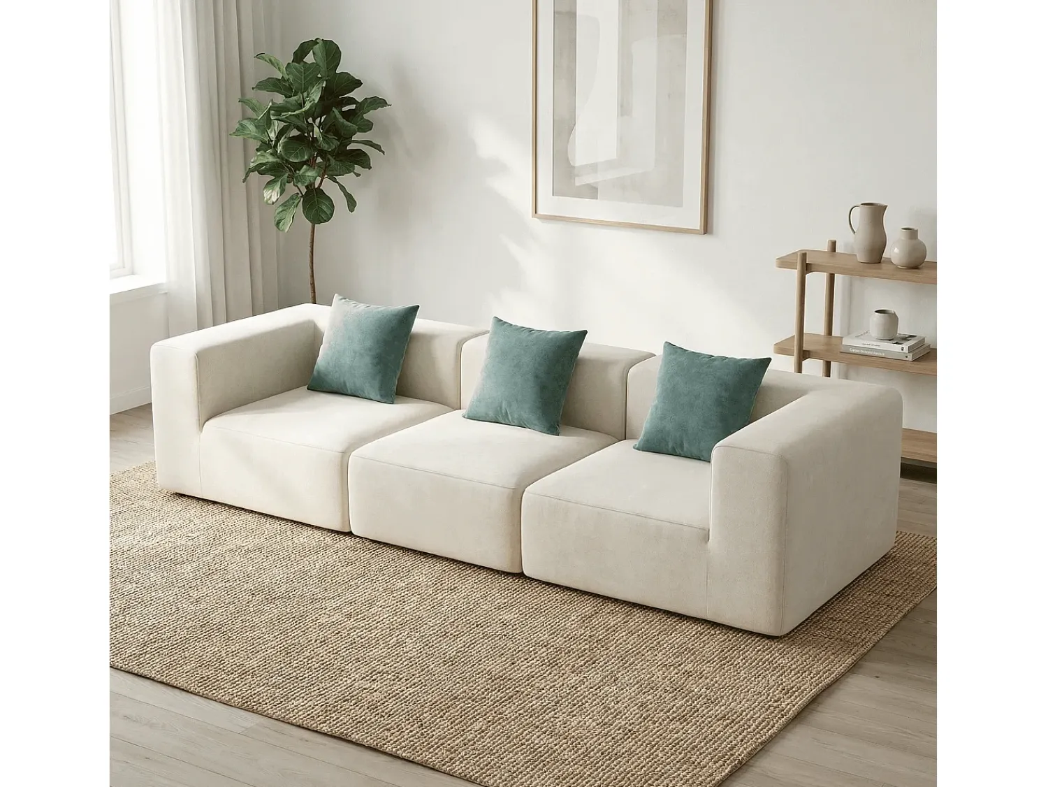 New Sofá Pure 3 lugares - branco sálvia Verde claro / Branco