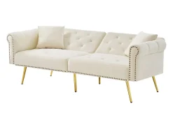 New Sofá Relaxante - Sofá com Encosto e Braços Ajustáveis ​​- 6 Pernas em Metal - para Sala de Estar e Quarto Bege