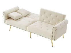 New Sofá Relaxante - Sofá com Encosto e Braços Ajustáveis ​​- 6 Pernas em Metal - para Sala de Estar e Quarto Bege