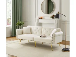New Sofá Relaxante - Sofá com Encosto e Braços Ajustáveis ​​- 6 Pernas em Metal - para Sala de Estar e Quarto Bege
