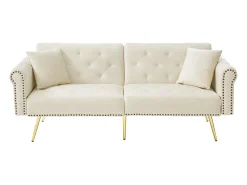 New Sofá Relaxante - Sofá com Encosto e Braços Ajustáveis ​​- 6 Pernas em Metal - para Sala de Estar e Quarto Bege