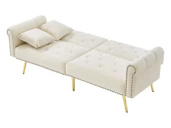 New Sofá Relaxante - Sofá com Encosto e Braços Ajustáveis ​​- 6 Pernas em Metal - para Sala de Estar e Quarto Bege