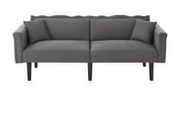 Sofá* Sofá Relaxation algodão e linho - Sofá com encosto ajustável e 6 pernas em madeira - para sala de estar e quarto Cinzento
