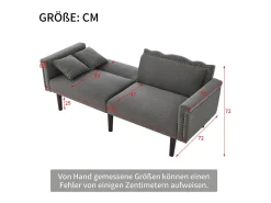 Sofá* Sofá Relaxation algodão e linho - Sofá com encosto ajustável e 6 pernas em madeira - para sala de estar e quarto Cinzento