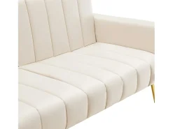 Discount Sofá reto - com encosto e braços ajustáveis - para sala de estar e quarto Bege