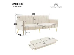 Discount Sofá reto - com encosto e braços ajustáveis ​​- para sala de estar e quarto Bege