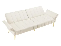 Discount Sofá reto - com encosto e braços ajustáveis - para sala de estar e quarto Bege