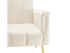 Discount Sofá reto - com encosto e braços ajustáveis - para sala de estar e quarto Bege