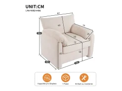 Sofá| Sofá reto - Sofá com braços e encosto - Chenille - para sala de estar e quarto Bege