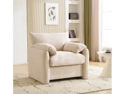 Sofá| Sofá reto - Sofá com braços e encosto - Chenille - para sala de estar e quarto Bege
