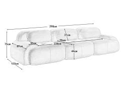 Sofá| Sofá reto com braços curvos - Sofá de 3 lugares com encosto e almofadas decorativas - Veludo cotelê Cinzento
