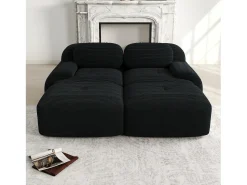 Sofá reto com braços curvos - Sofá de 2 lugares com encosto e almofadas decorativas - bombazine^ Sofá