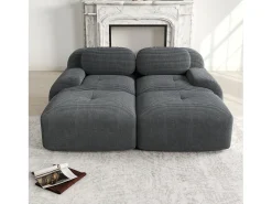 Sofá* Sofá reto com braços curvos - Sofá de 2 lugares com encosto e almofadas decorativas - bombazine Cinzento