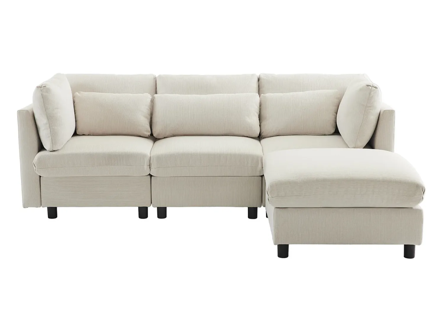 Merax Sofá reversível de canto de 3 lugares com apoio para pés - 220 x 83 x 81 cm - Tecido de linho - Bege