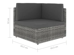 Sofá|vidaxl Sofá seccional de canto vime PE Cinzento