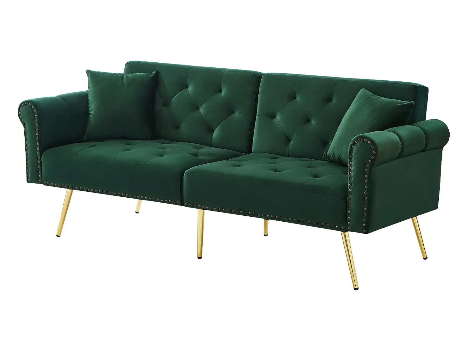 Sofá* Sofá de 2 lugares - Sofá com encosto ajustável e braços - 6 pernas em metal - para sala e quarto Verde