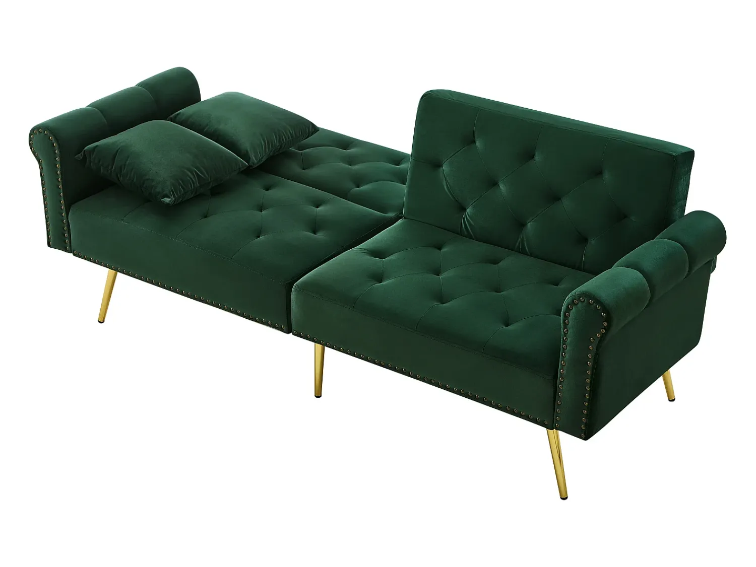 Sofá* Sofá de 2 lugares - Sofá com encosto ajustável e braços - 6 pernas em metal - para sala e quarto Verde