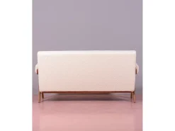 Sofá*Nest Dream Sofá vintage em madeira de teca e estofamento boucle - Daneu - Branco