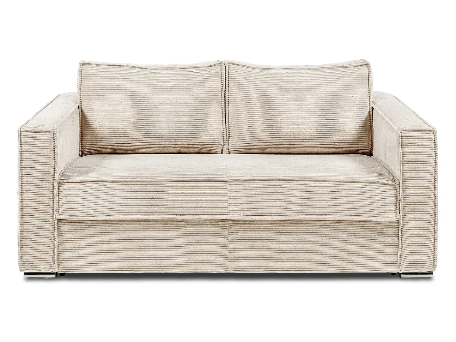 Hot Vente-unique Sofá-cama 140 cm veludo canelado assento memória de forma ripas largas 14 cm LORETO Bege