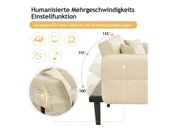 Sofá| Sofá-cama 2 em 1: Dois lugares com revestimento em veludo, dobrável, ideal para espaços pequenos. Bege
