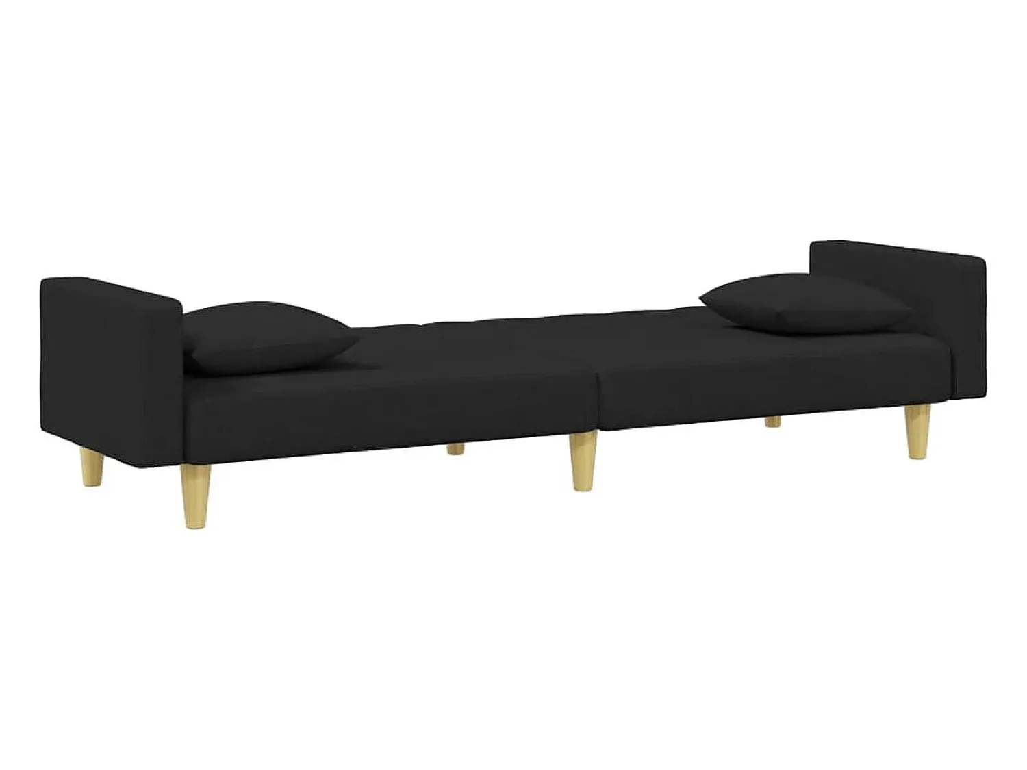 Sofá* Sofá-cama 2 lugares c/ almofadas e apoio de pés tecido PT798896 Preto