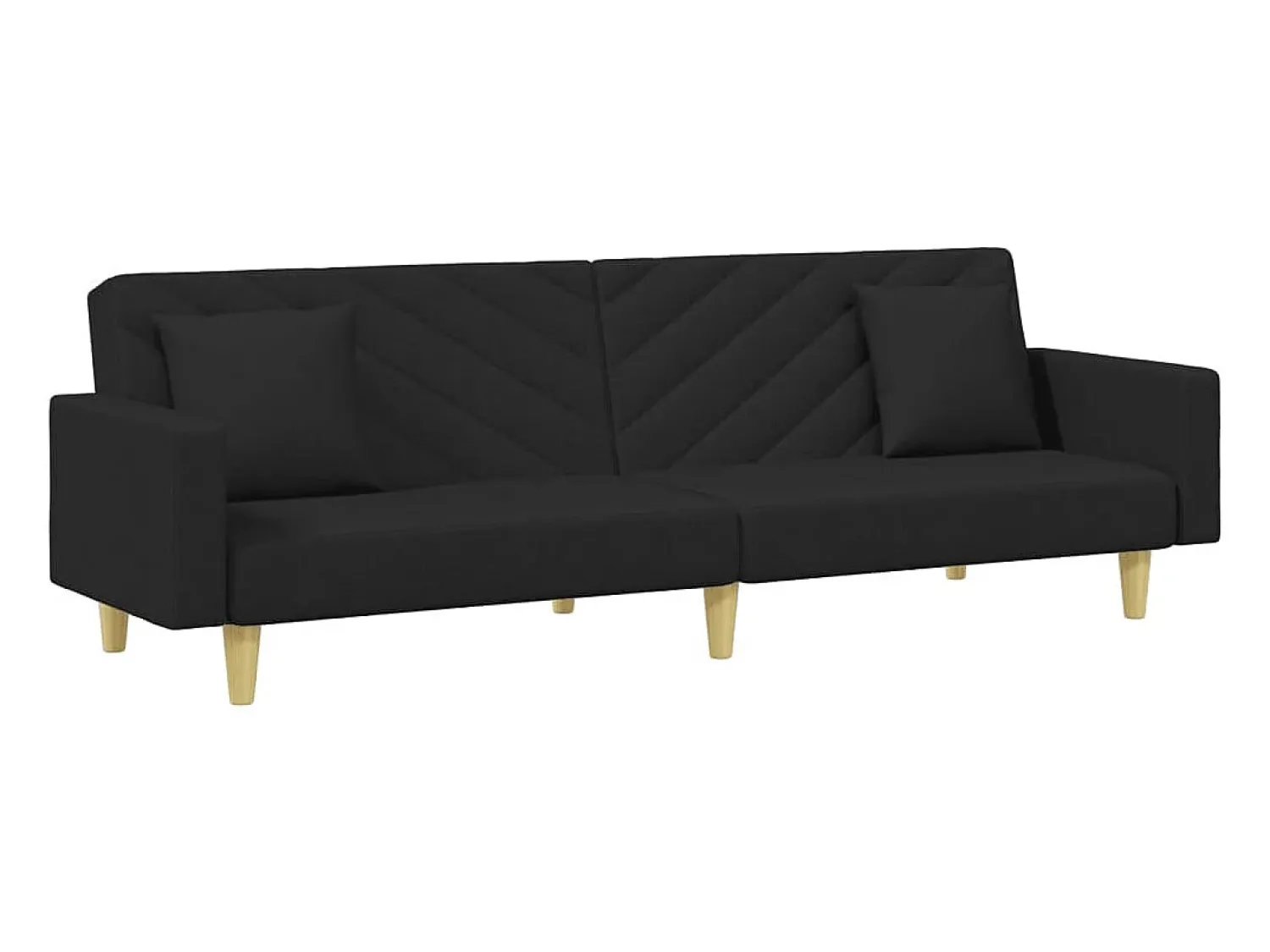 Sofá* Sofá-cama 2 lugares c/ almofadas e apoio de pés tecido PT798896 Preto