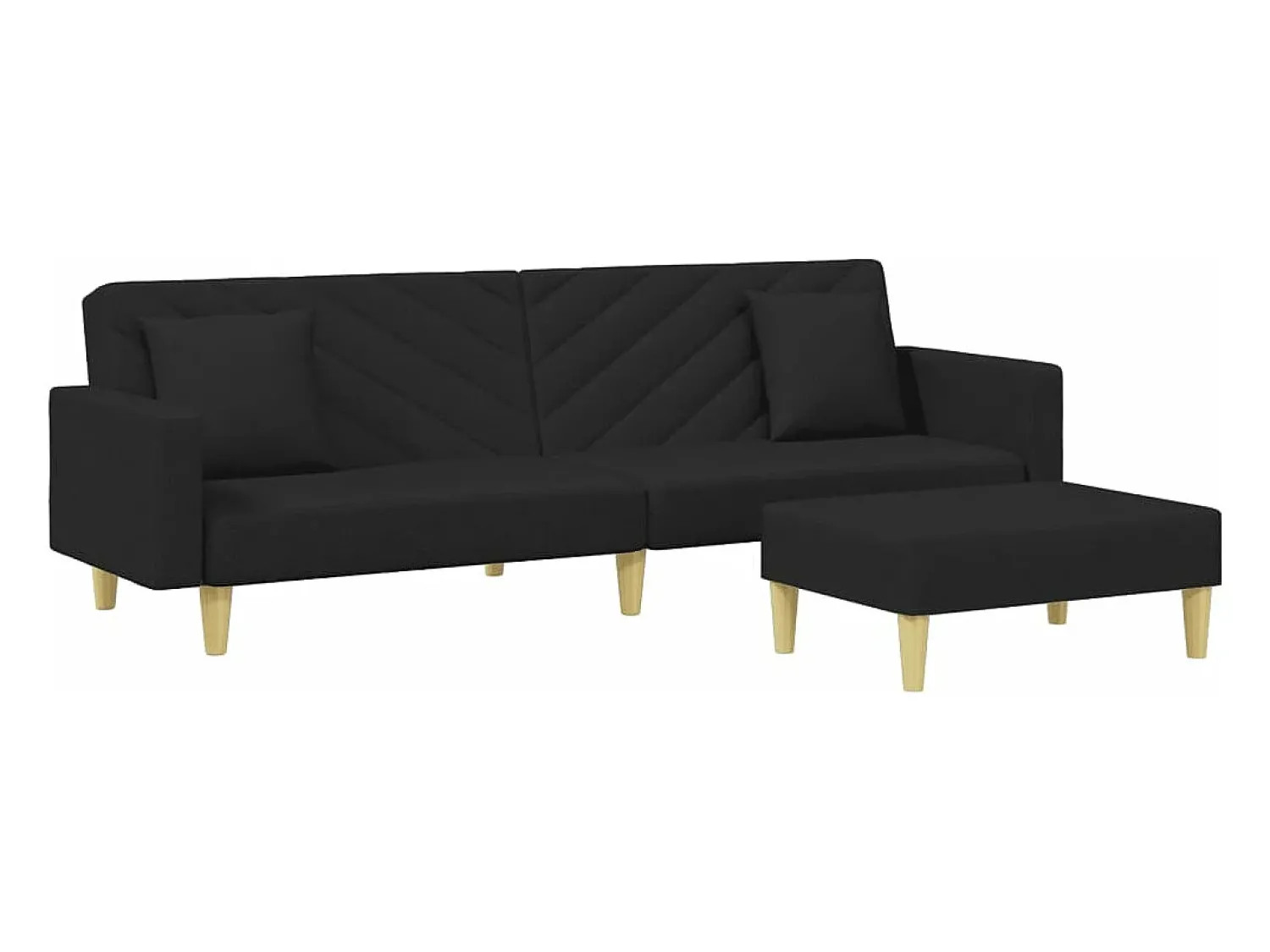 Sofá* Sofá-cama 2 lugares c/ almofadas e apoio de pés tecido PT798896 Preto