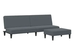 Sofá| Sofá-cama 2 lugares c/ apoio de pés veludo cinza-escuro PT256939 Cinzento