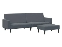 Clearance vidaxl Sofá-cama 2 lugares c/ apoio de pés veludo -escuro Cinzento