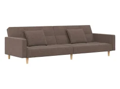 Sofá-cama 2 lugares c/ duas almofadas tecido cinza-acastanhado PT222449^ Sofá