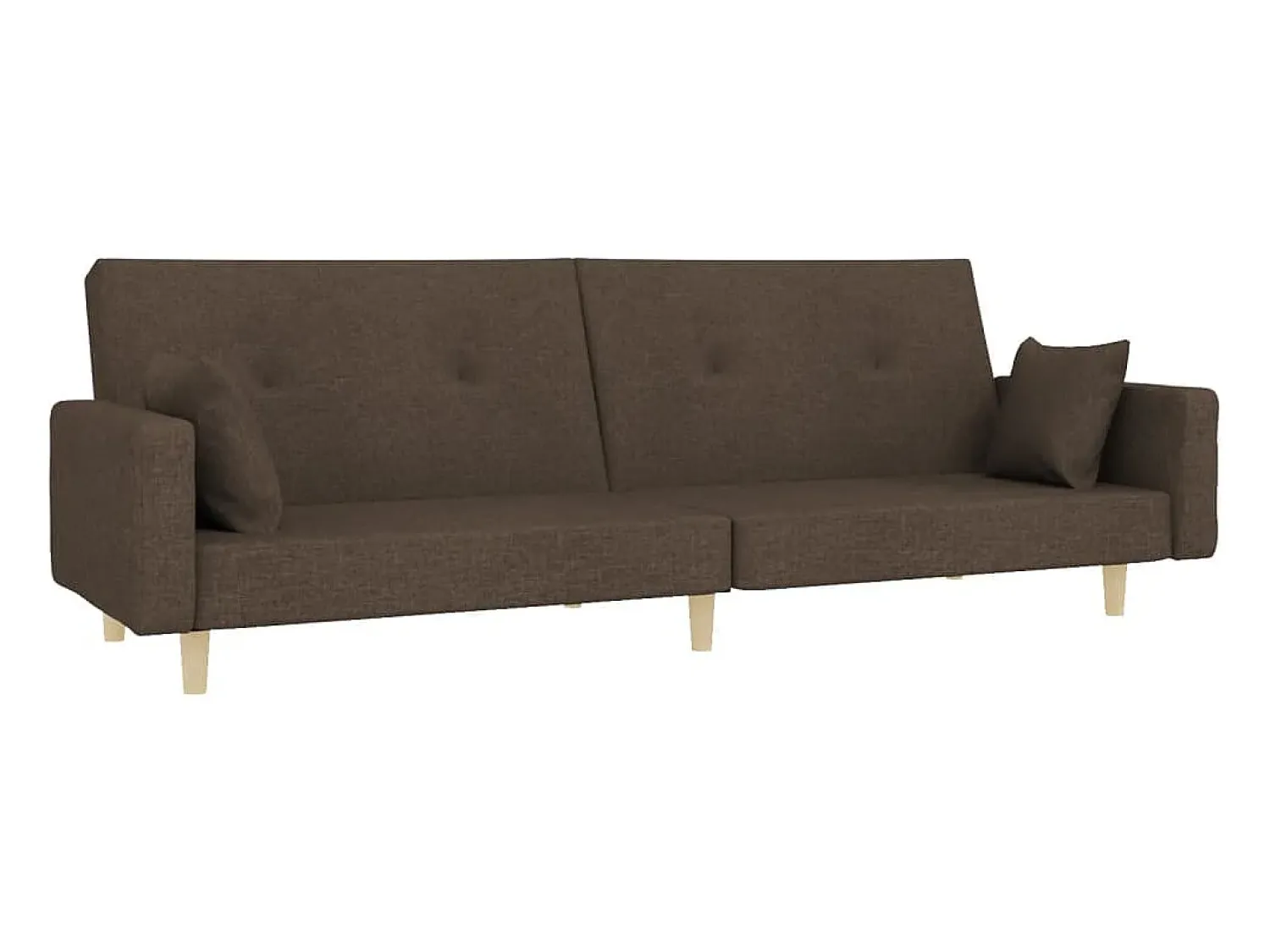 Sofá*vidaxl Sofá-cama 2 lugares c/ duas almofadas tecido cinza-acastanhado Taupe