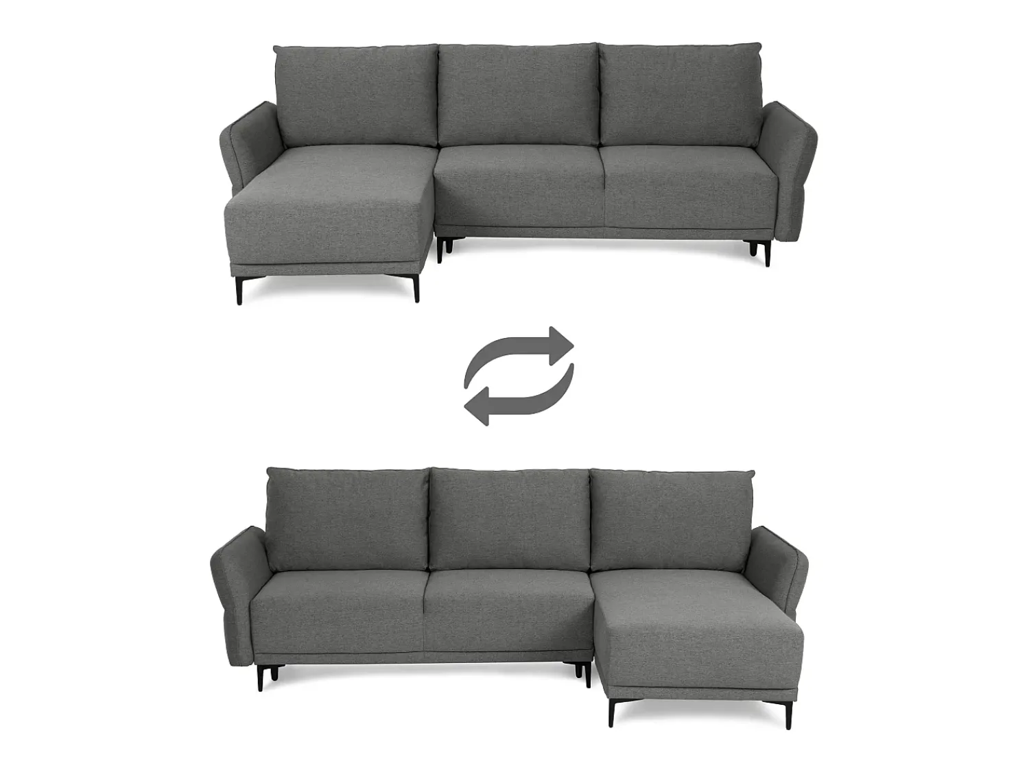 Sofá-cama 3 lugares Vulcão + chaise longue reversível lado direito/esquerdoche (260,5 x 156 x 92 cm) - TOBY^ Sofá