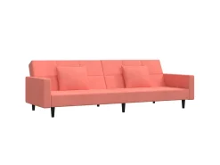 Sofá|vidaxl Sofá-cama 2 lugares com duas almofadas veludo Rosa