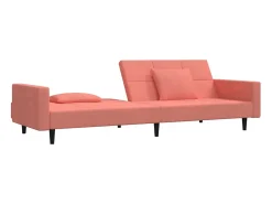 Sofá|vidaxl Sofá-cama 2 lugares com duas almofadas veludo Rosa