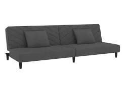 Sofá| Sofá-cama 2 lugares com duas almofadas veludo -escuro PT467301 Cinzento