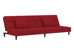 Sofá| Sofá-cama 2 lugares com duas almofadas veludo tinto PT786233 Vermelho