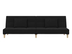 Sofá|vidaxl Sofá-cama 2 lugares com duas almofadas tecido Preto