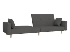 New Sofá-cama 2 lugares com duas almofadas tecido -escuro PT862266 Cinzento