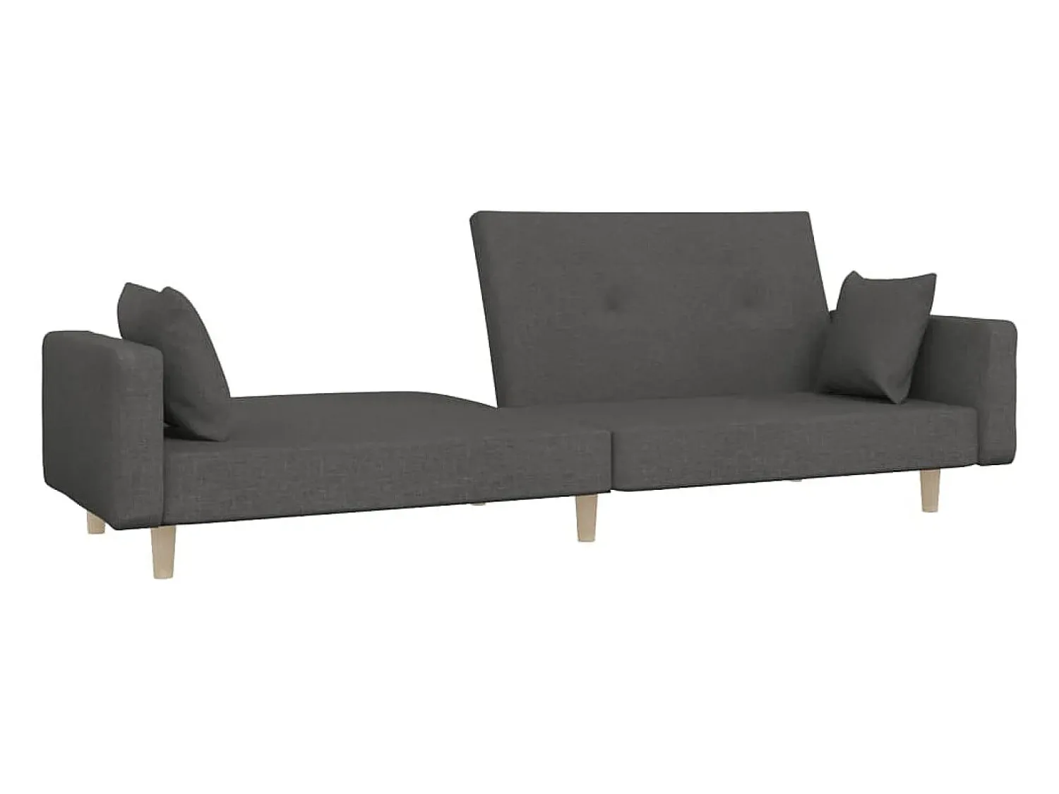 New Sofá-cama 2 lugares com duas almofadas tecido -escuro PT862266 Cinzento